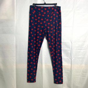 lularoe tall & curvy patterned navy blue and red ladybug leggings